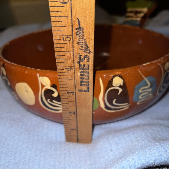 Mexican Tlaquepaque Nesting Bowls 2 Piece Set Redware Pottery Glazed Terra Cotta - Picture 13 of 15